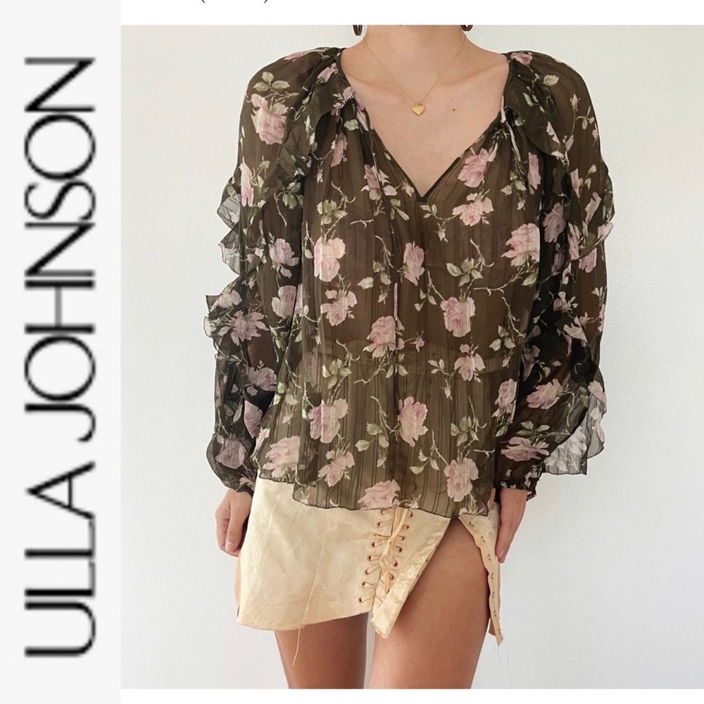 NWT Ulla Johnson Azalea Blouse in dark olive size 0 - Picture 2 of 15